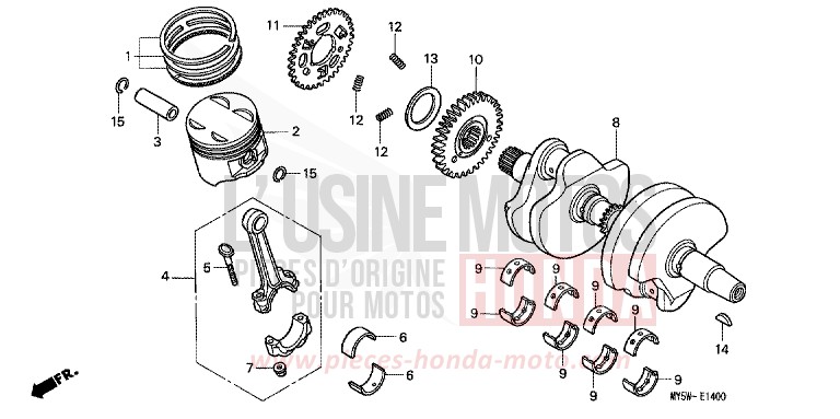 KURBELWELLE/KOLBEN von CB1300 Super Bold'or ABS PEARL CITRON YELLOW (Y140I) von 1998